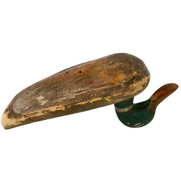 Antique Duck Decoy Wooden Mallard Drake Wood Folk Art Carved Painted American - Picture 7 of 9